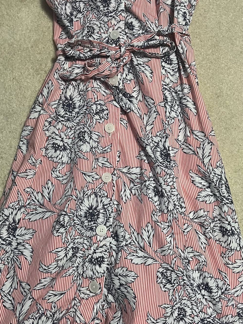 Tommy Hilfiger red and white striped Dress with red blue and white floral